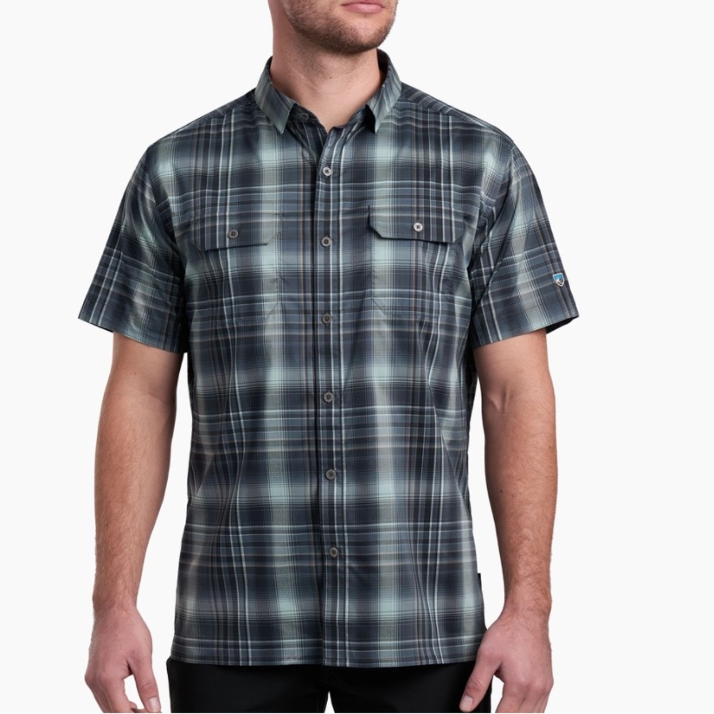Kuhl Response Short Sleeve Button Down in Deep River Blue Size Small